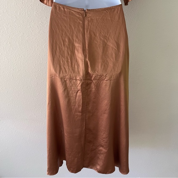 Reformation Noemi Cutout Silk Midi Dress Sz 0 Butterscotch Cocktail Wedding - Picture 6 of 16